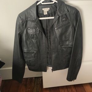 Boston Proper gray leather jacket