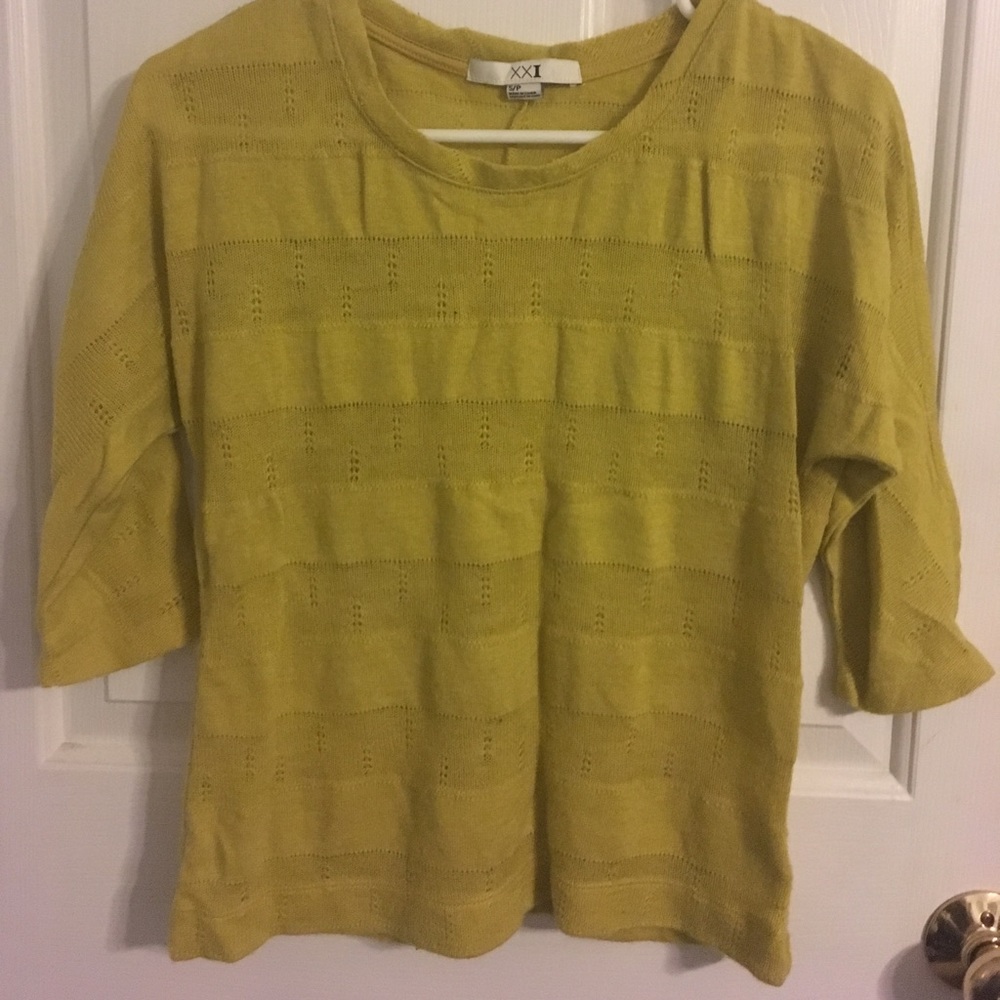 2/3 sleeves pullover yellow sweater