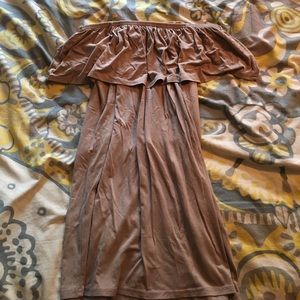 Never worn beige off the shoulder dress