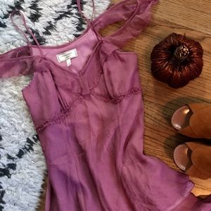 Anthropologie Regan Ruffled Dress Dusty Rose Pink