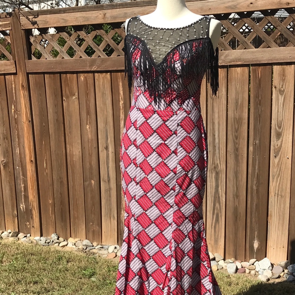 African Print Women Long Sleeveless Fitted Dress - Picture 4 of 5