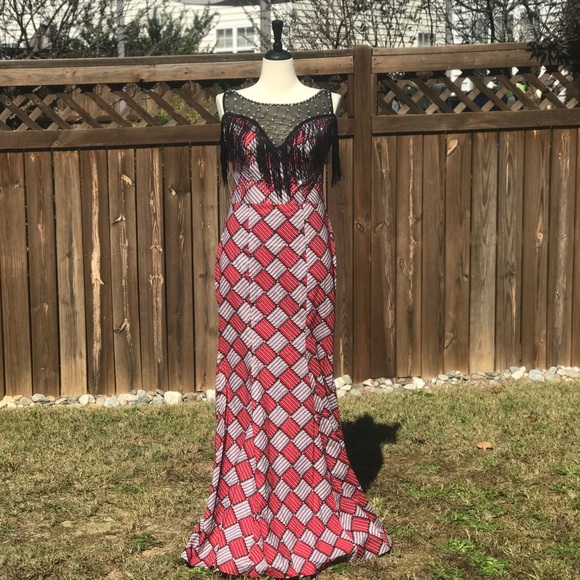 African Print Women Long Sleeveless Fitted Dress - Picture 2 of 5