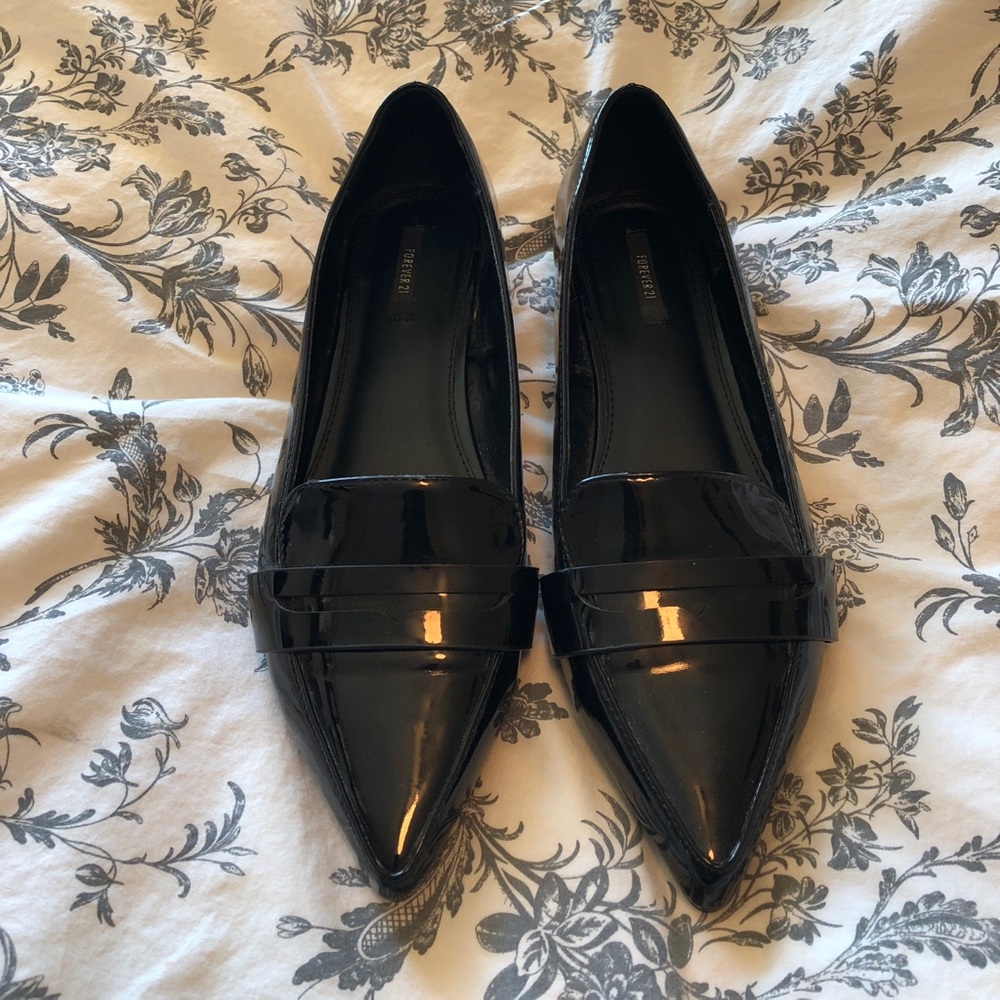 Patent Faux Leather Pointed Loafer