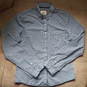 Hollister Blue Checker Button Up