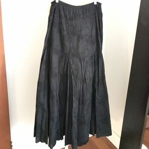 Peasant embroidered long black skirt