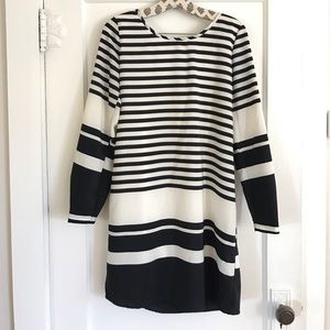 Striped black and cream dress by Peach Love Cream