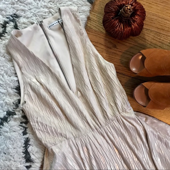 Alice + Olivia Dresses & Skirts - NWT Alice + Olivia Mindee Beige Faux Suede Dress