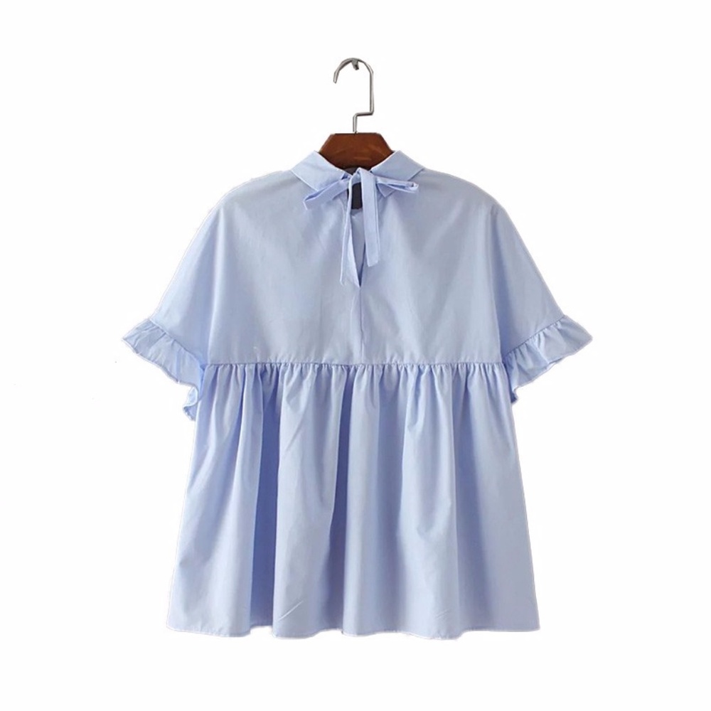 Blue baby doll ruffle blouse - Picture 4 of 5