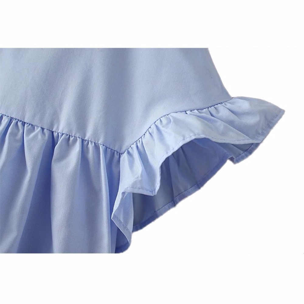 Blue baby doll ruffle blouse - Picture 5 of 5