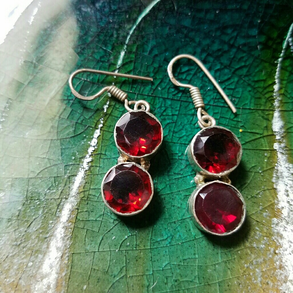 Genuine Garnet Earrings set in .925