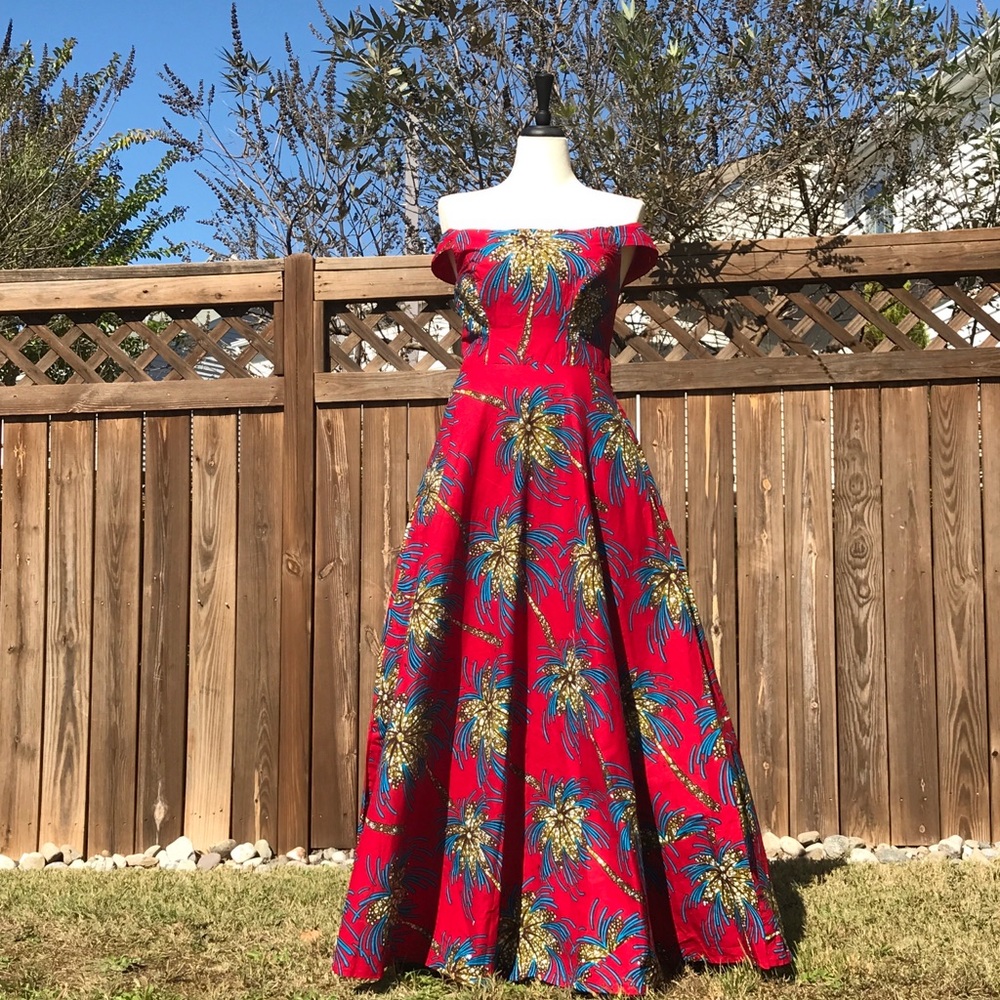 🎩HP African Print Off Shoulder Floor Length Dress