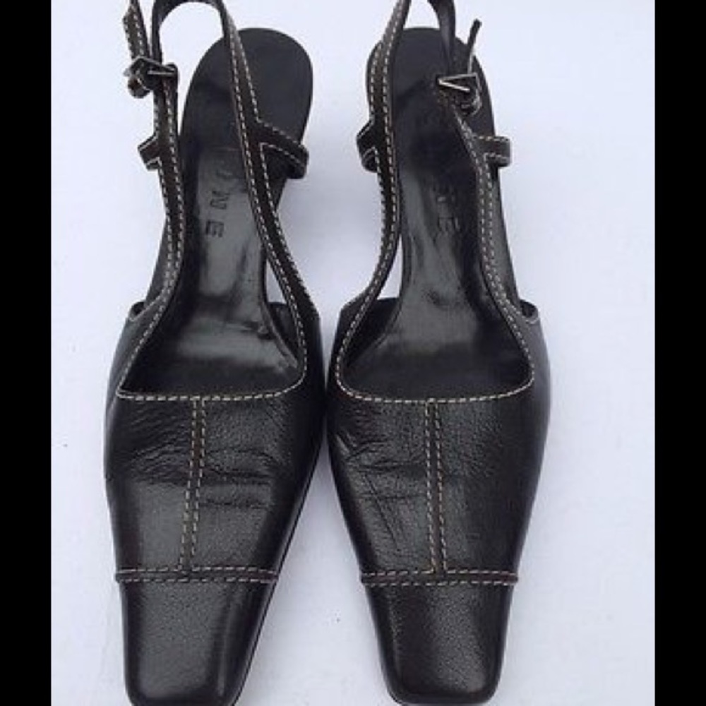Celine Slingback Pumps Leather 6.5 Made in Italy
