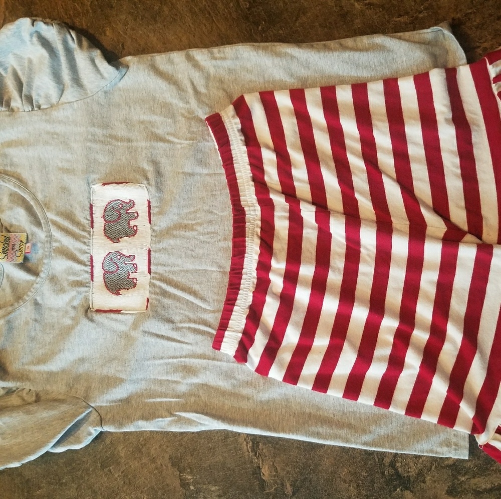 Smocked and Sassy Alabama shorts set