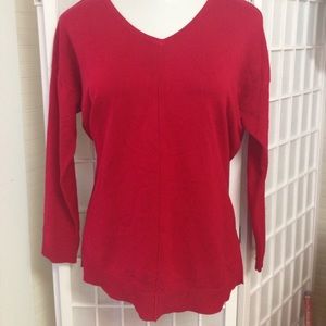 Lane Bryant 14/16W v-neck red tunic sweater.
