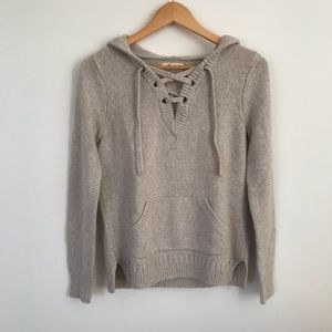 Lace up sweater with hood