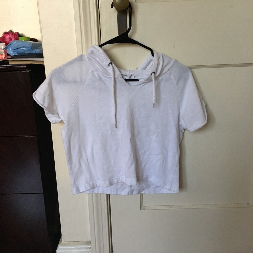 White Crop Hoodie