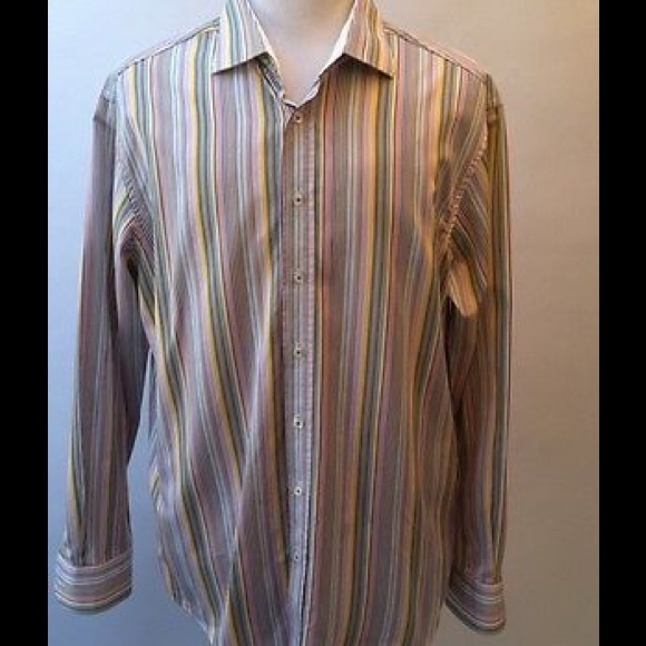 Bugatchi Size XXL Multicolor Striped Dress Shirt - Picture 1 of 8
