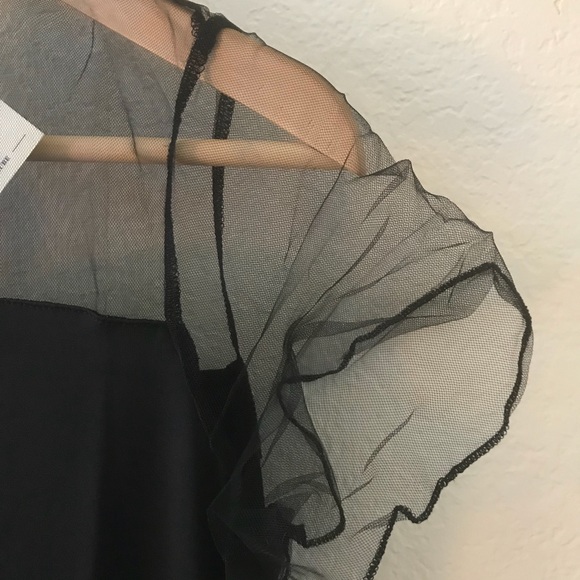 5 for $25! NWT Boutique Black Mesh Tie-Neck Top - Picture 2 of 5