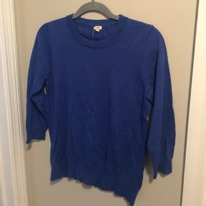 J. Crew Blue Merino Wool 3/4 Sleeve Sweater