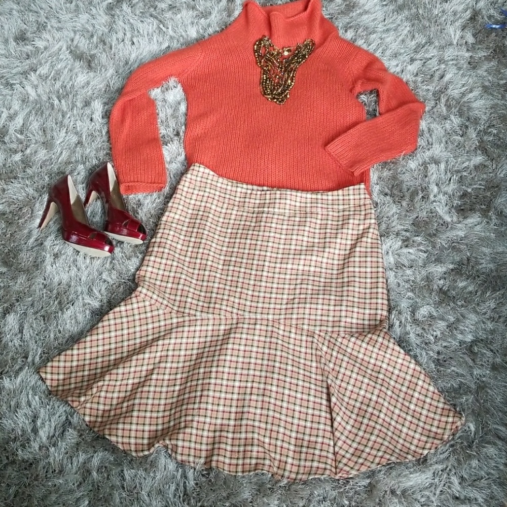 Nicole Miller gorgeous line flirty plaid skirt EUC