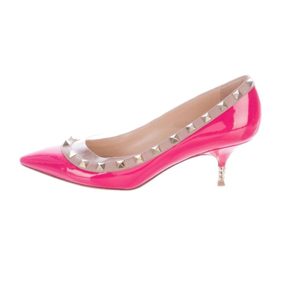 ✨Rare & Hard to find VALENTINO Rockstud Hot Pink Pumps Heels Shoes - Picture 2 of 6