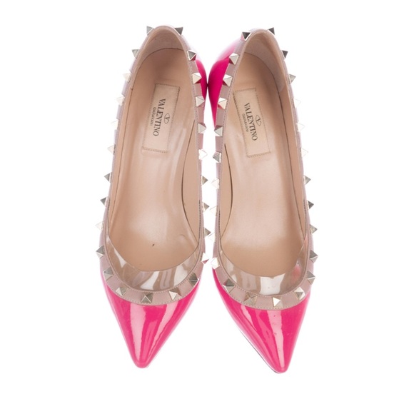 ✨Rare & Hard to find VALENTINO Rockstud Hot Pink Pumps Heels Shoes - Picture 3 of 6