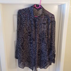 Leopard print sheer blouse