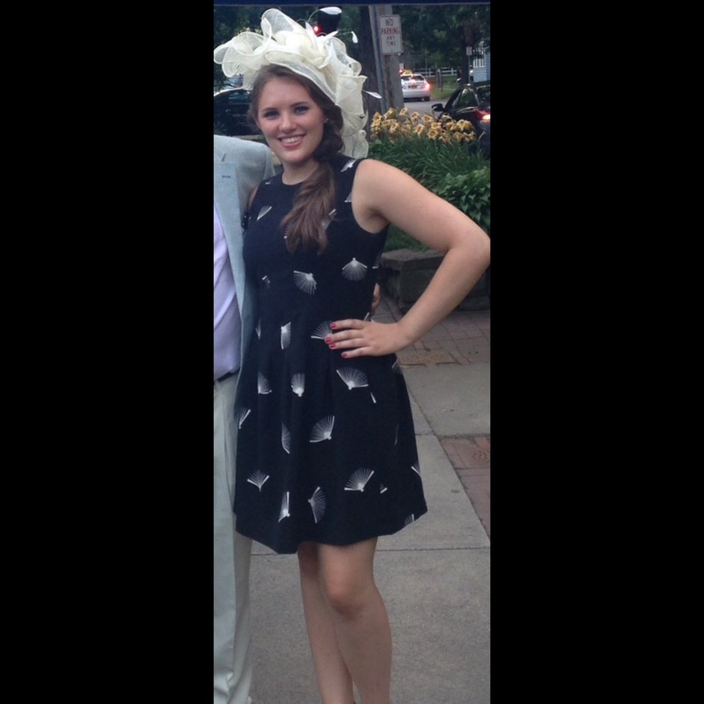 Black dress with fan pattern