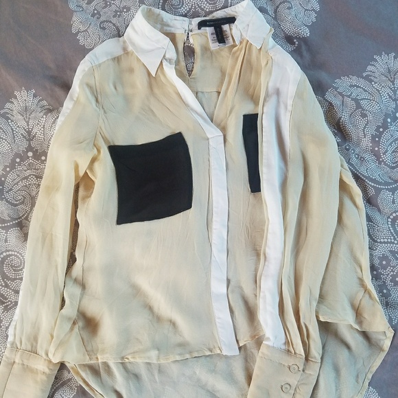 BCBGMaxAzria Emma Hi-Lo silk chiffon w.color block - Picture 3 of 6