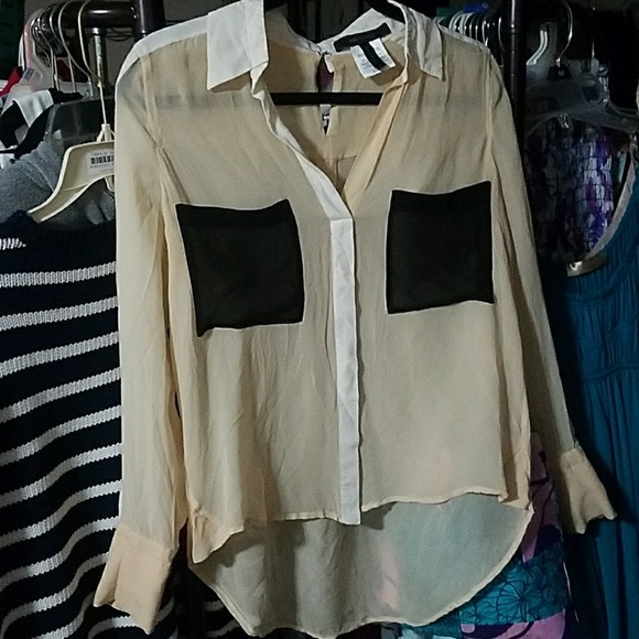 BCBGMaxAzria Emma Hi-Lo silk chiffon w.color block - Picture 4 of 6