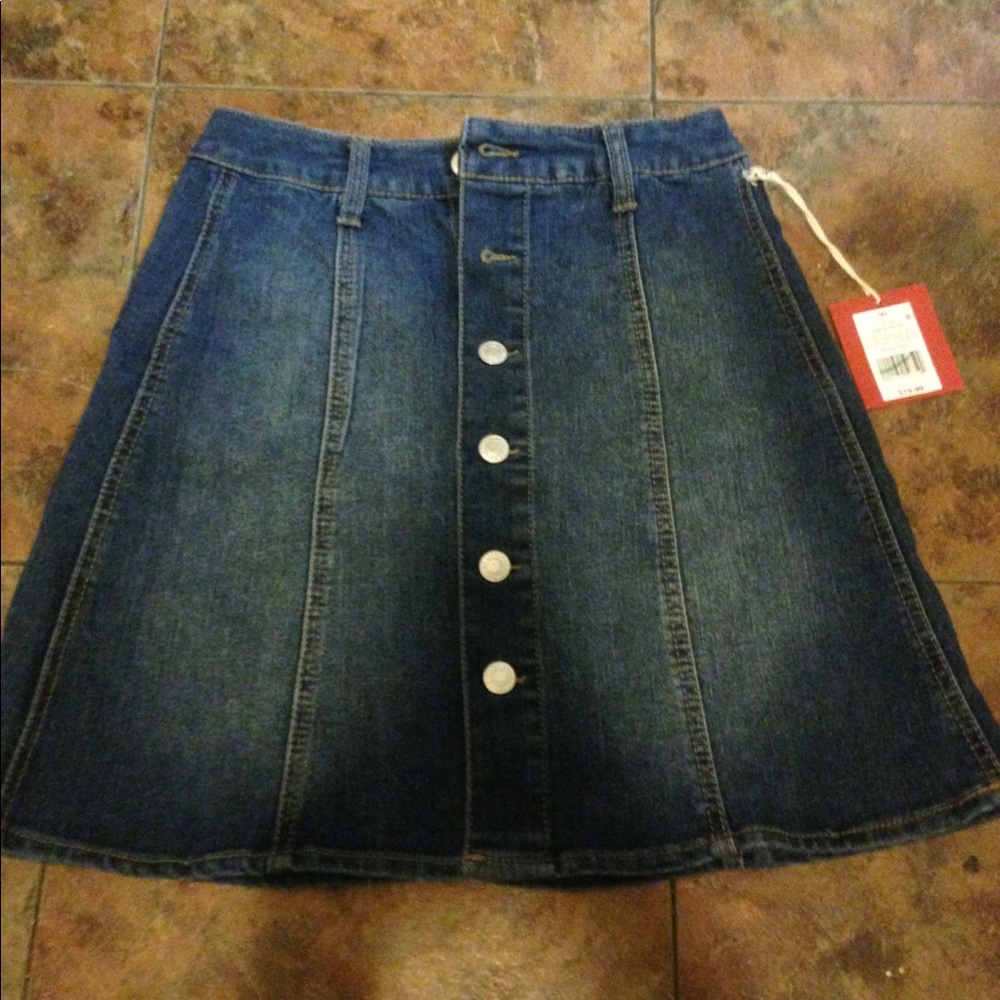Button up jean denim skirt