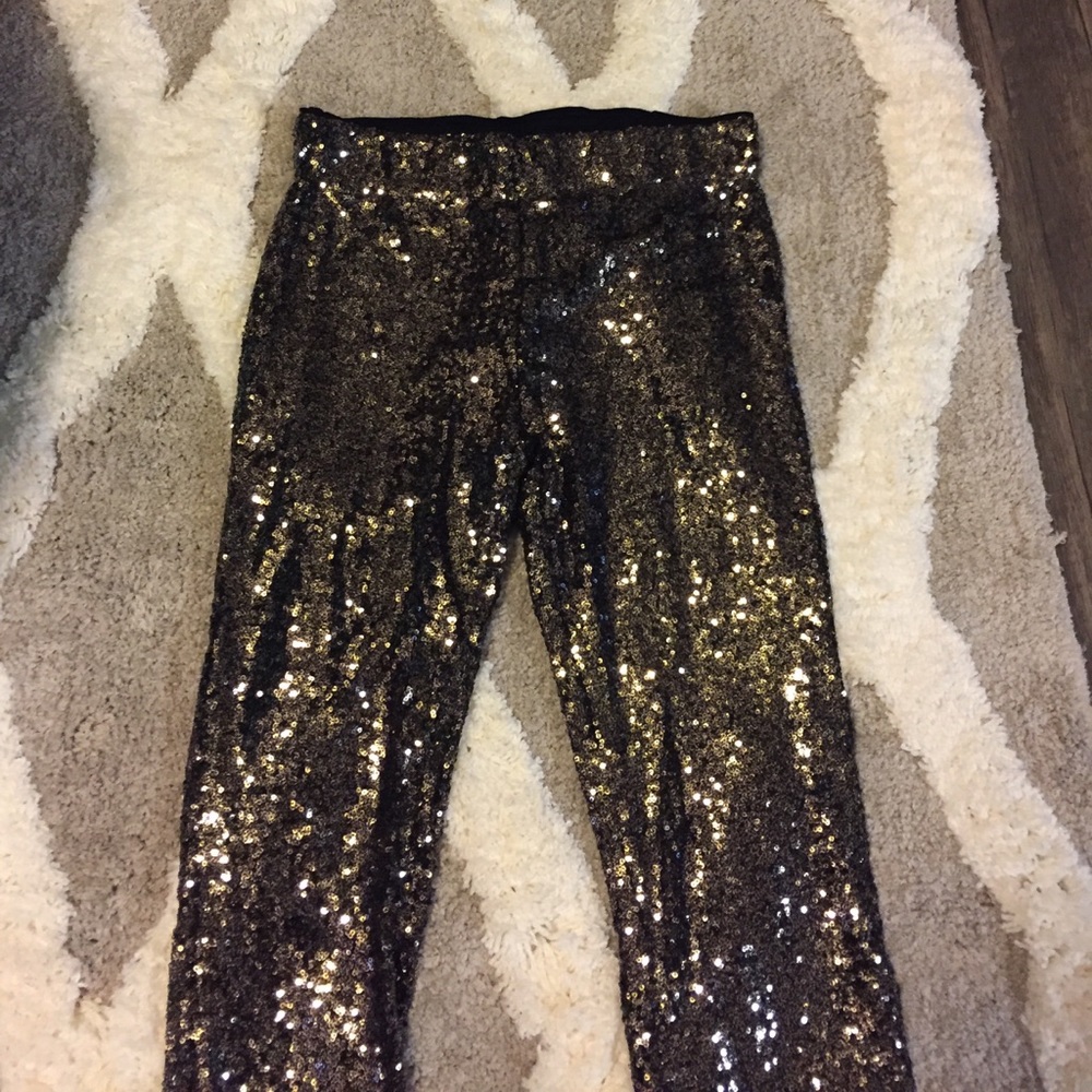May & July Gold Sequin Leggings