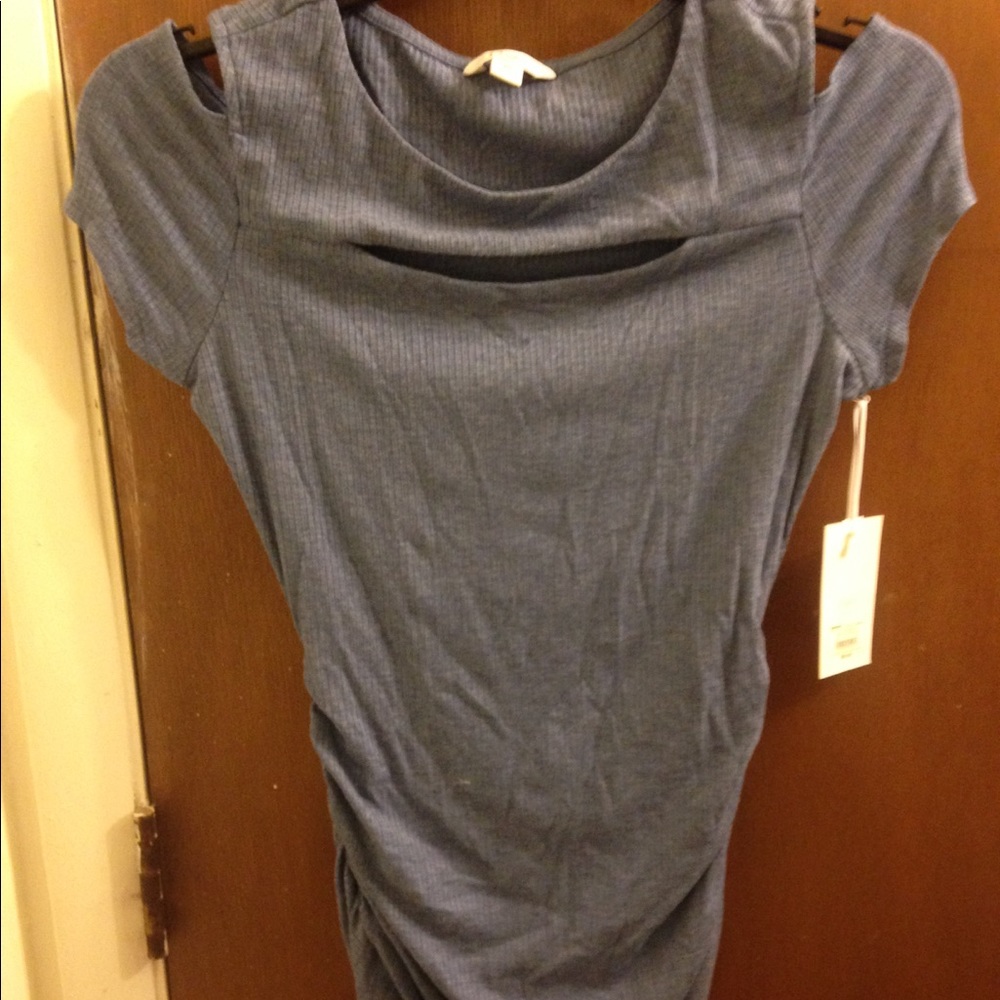 Blue open chest and shoulder shirt