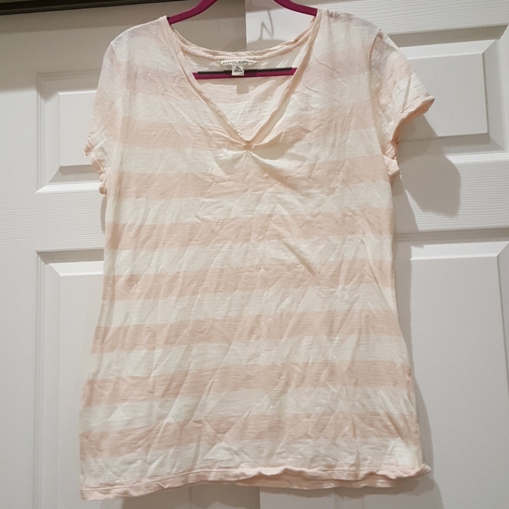 Light Pink and cream striped t-shirt