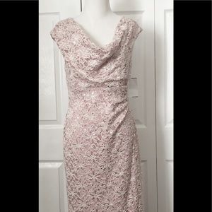 Dusty Nude Bling Formal Lace Dress
