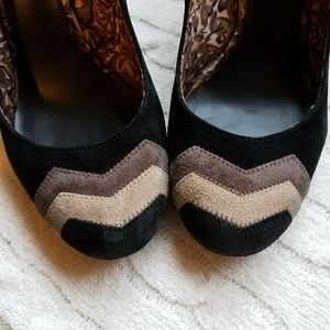 MISSONI Chevron, Black, and Woodgrain Heels