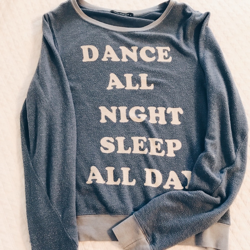 wildfox "dance all night sleep all day" sweater