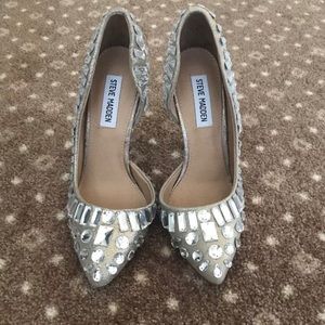Womens Steve Madden silver studded pointed Heel