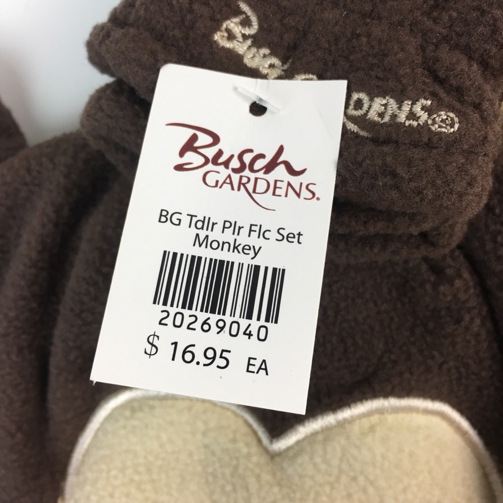 6/$25 NWT MONKEY Cap Hat Mitten set BUSCH GARDENS