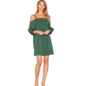 Tibi Green Off the Shoulder Suspender Dress
