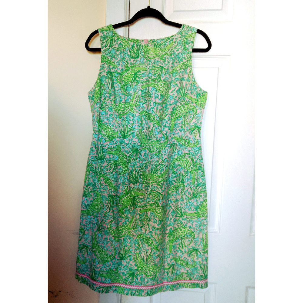 Lilly Pulitzer Shift Dress Alligator Print Size 10