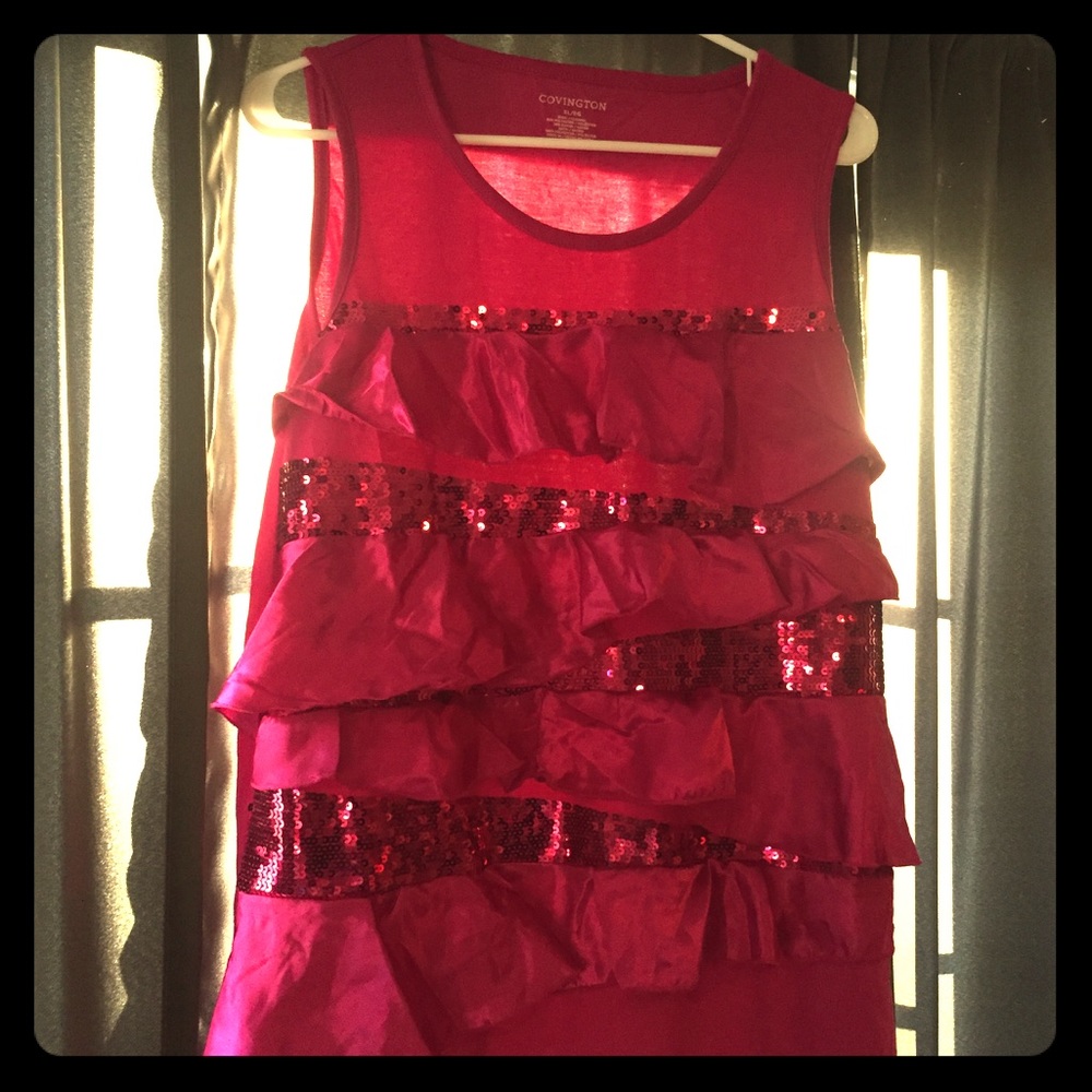 Pink sequin tank