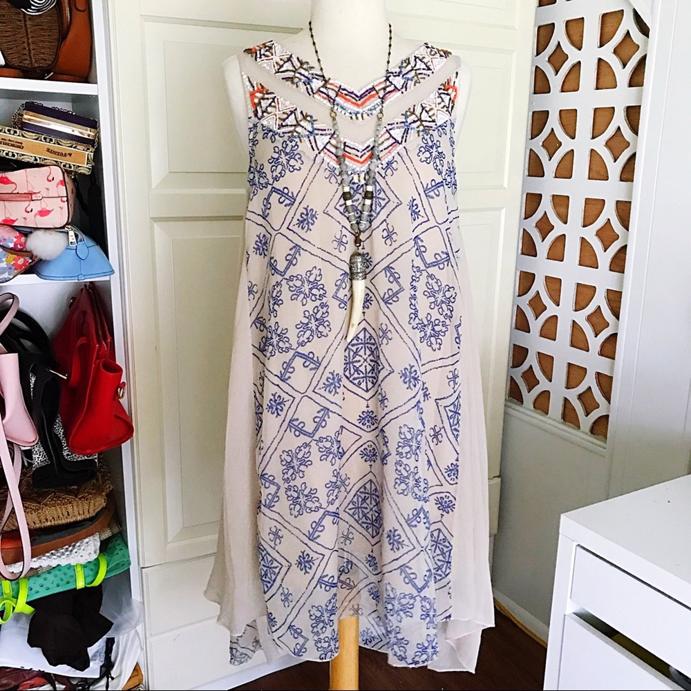 ✨ FREE PEOPLE BOHO BEADED EMBROIDERED DRESS