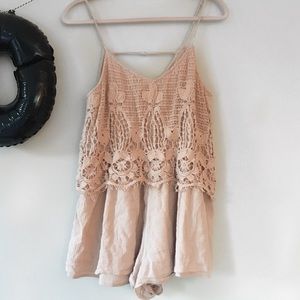 TAKING OFFERS American Eagle Pink Lace Romper