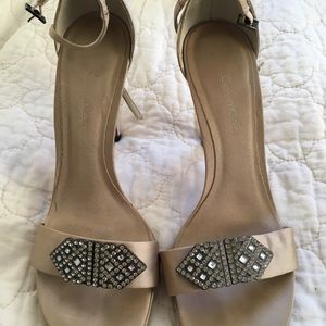 Calvin Klein champagne colored strapped heels