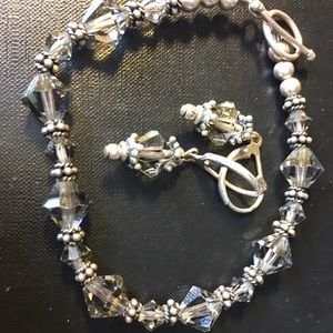 Smoky Crystal Bead Bracelet and Earrings