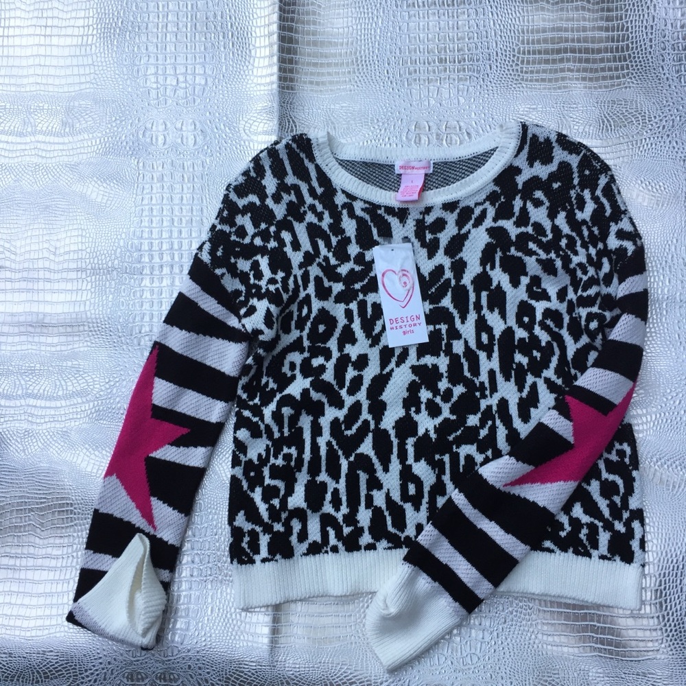 New Design History Girls Cheetah Print Sweater