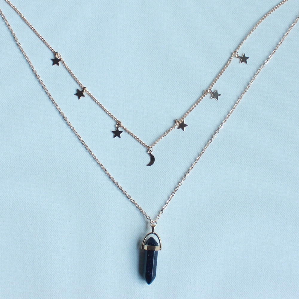 Moon & Star Pendant Necklace 🎀