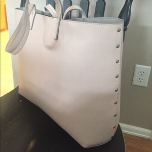 Pale pink large leather tote