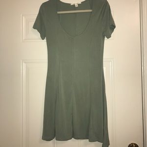 Olive Green Deep V Fall Boutique Dress
